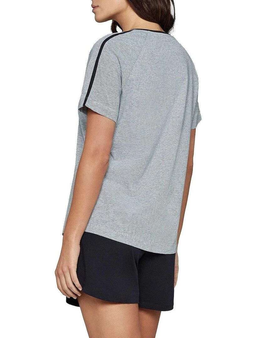Ensemble pyjama court rayé en coton bio Organic Bleu