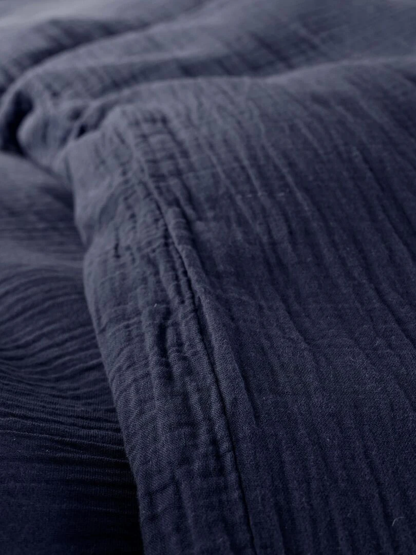 Parure de couette "Gaze de Coton" 140 x 200 pour lit 1 place   Bleu canard
