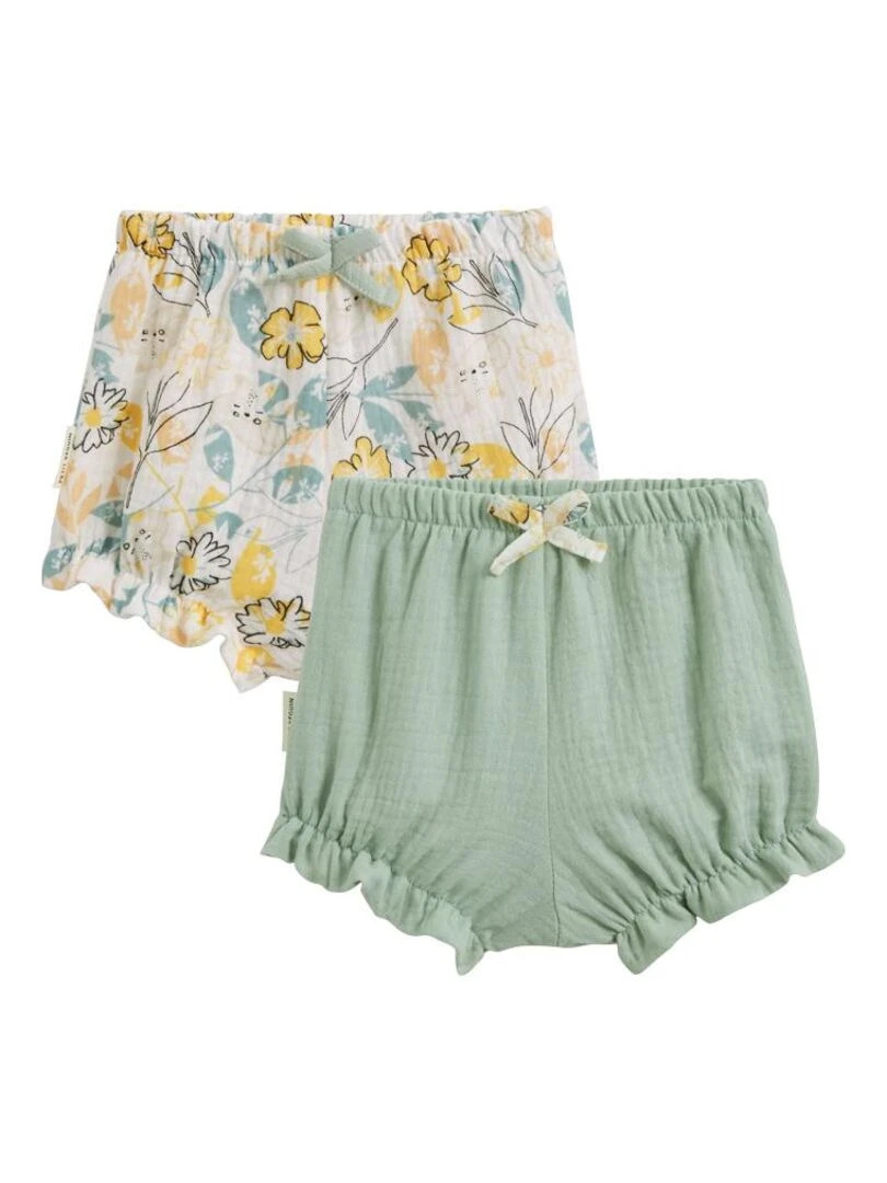Lot de 2 bloomers bébé en gaze de coton Capucine Ecru