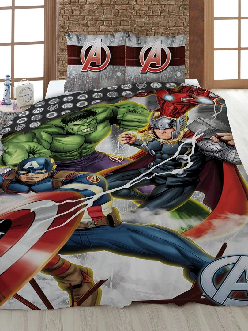 Parure de lit 'Avengers' 1 personne Gris