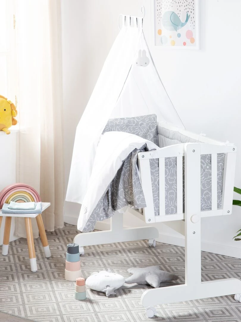 ROBA Berceau miffy® 40x90 cm + Équipement Complet Bois Laqué Blanc Blanc