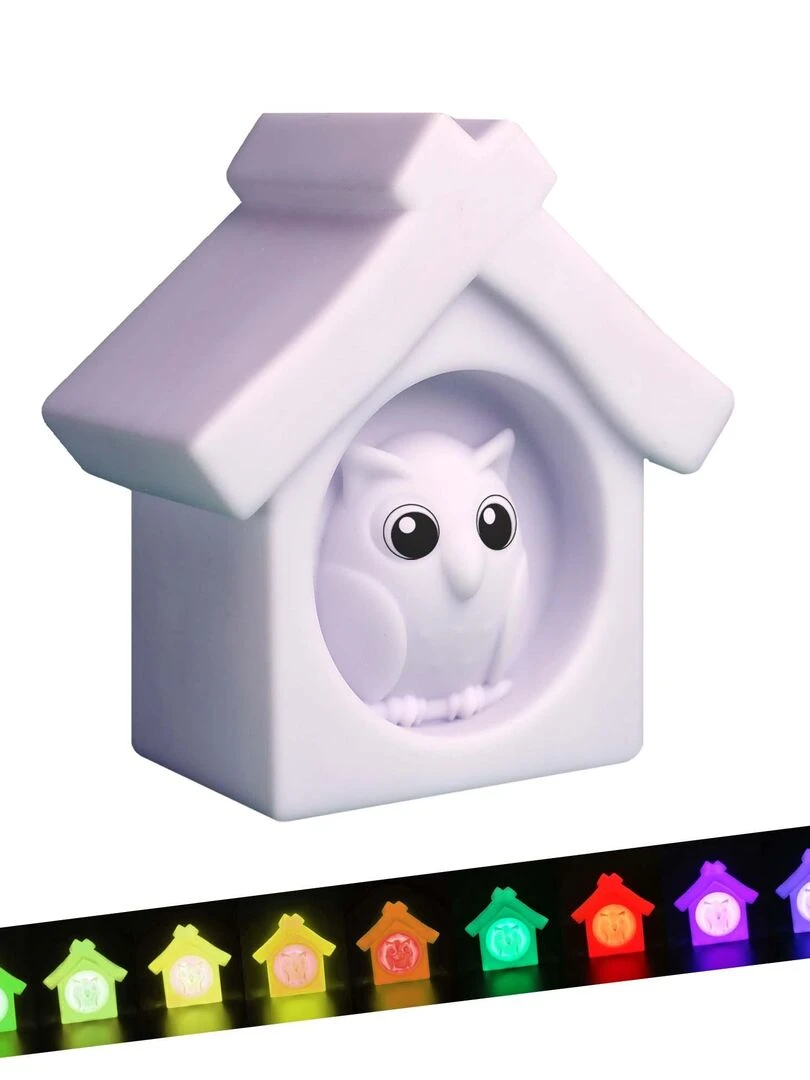 Veilleuse LED Enfant avec Télécommande Hibou Crazy Safety EN IEC55015 Noir Multicolore Blanc