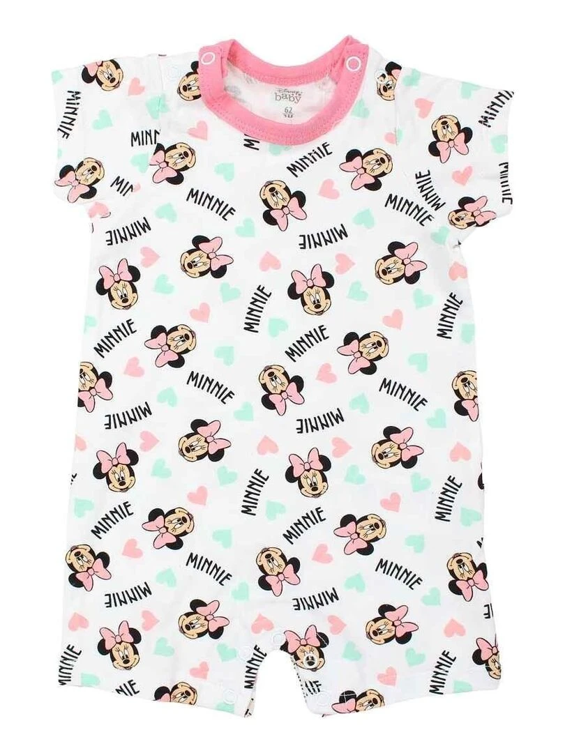 Disney Combishort bébé fille imprimé Minnie en coton Blanc