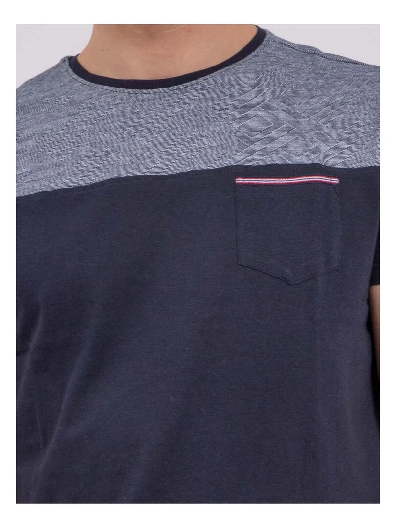 T shirt manches courtes col rond pur coton NOCOOK   Bleu marine