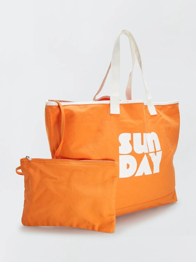 Sac cabas de plage + pochette Orange