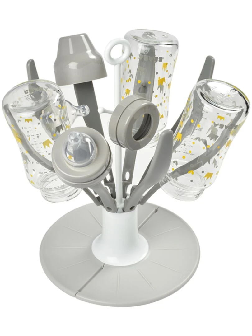 Égoutte biberons pliable fleur gris Gris