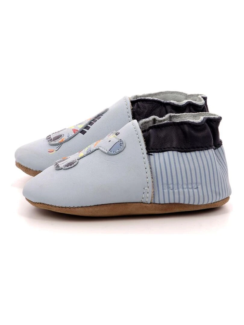 Chaussons Cuir Zebra Rainbow   Bleu