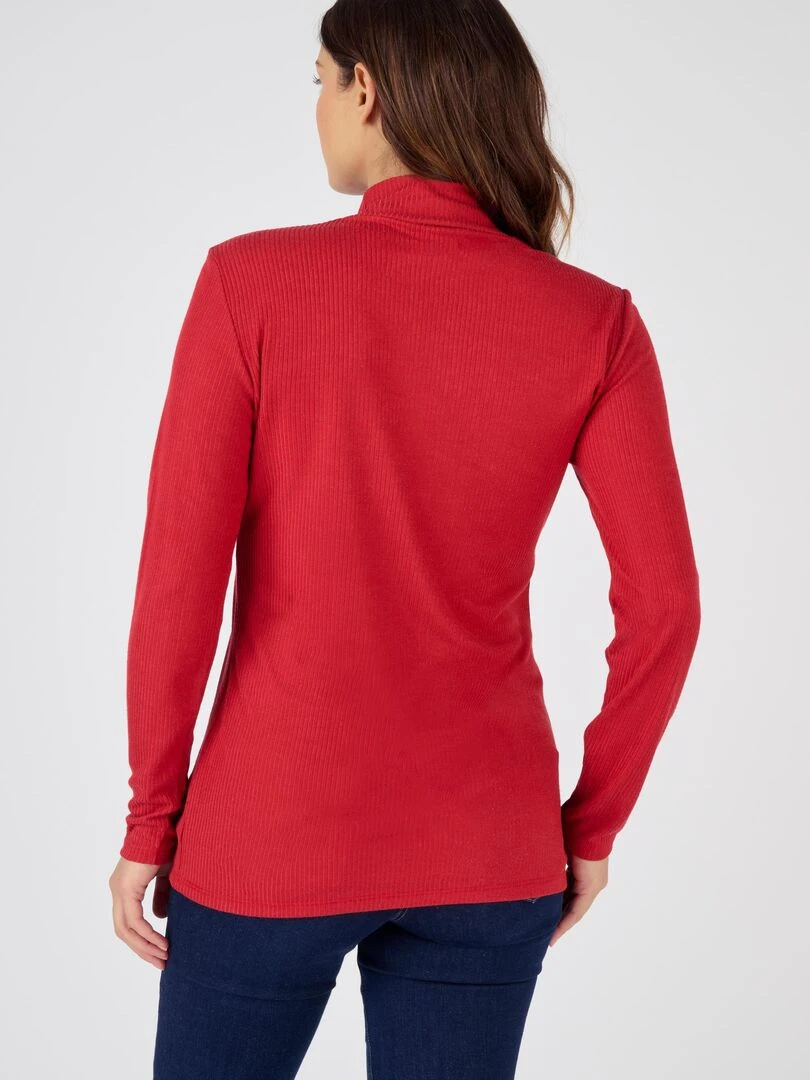 Sous pull col montant maille côtelée Thermolactyl et soie   Damart   Rouge