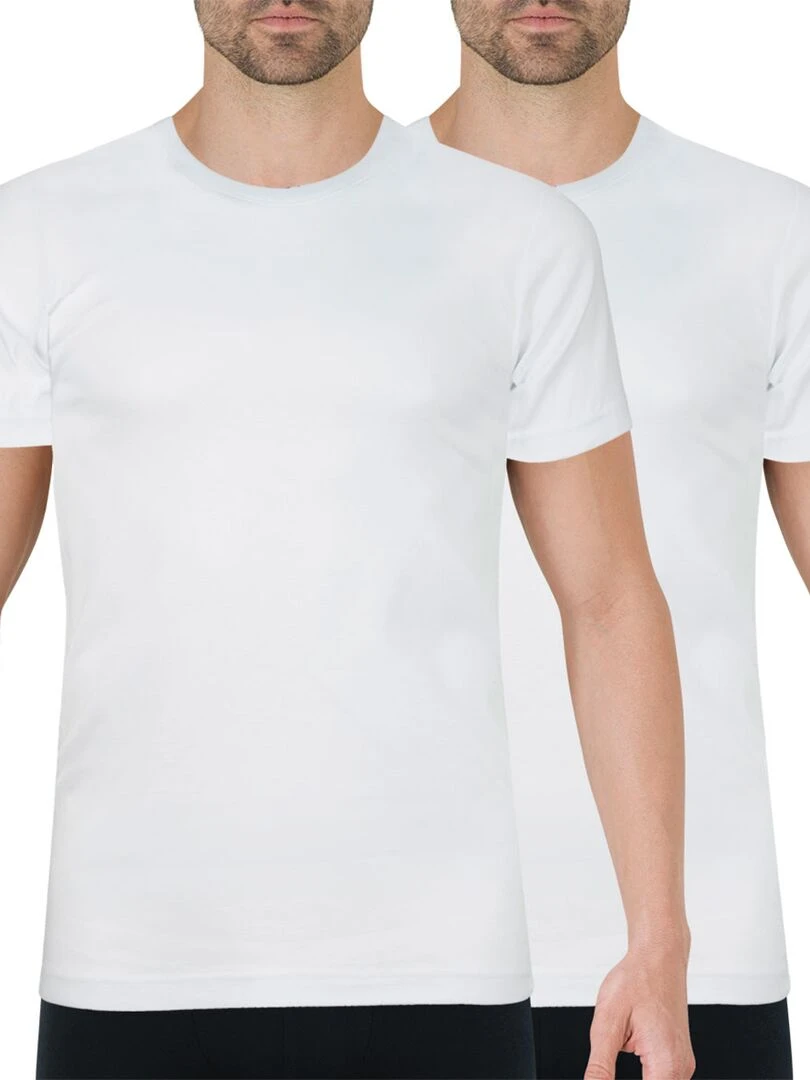 Lot de 2 tee shirts col rond homme Coton Bio Blanc