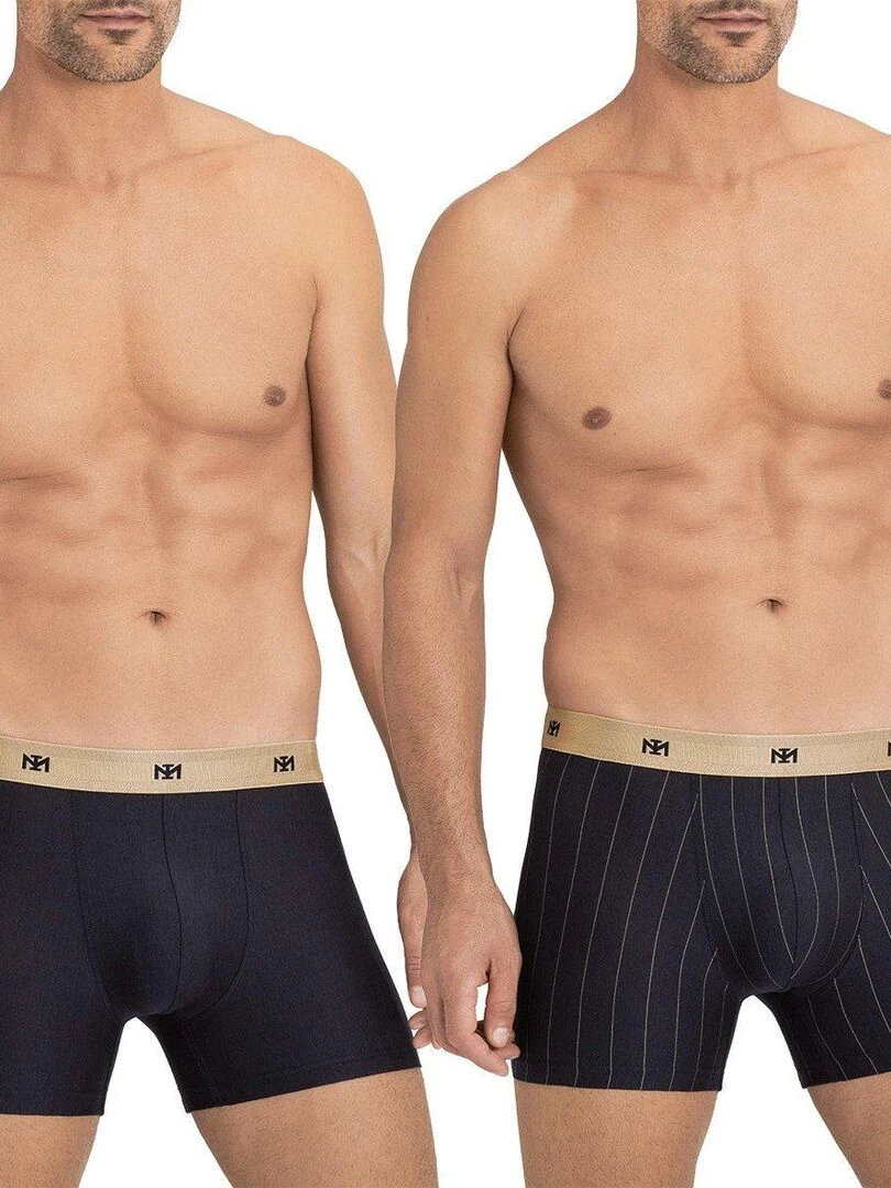 Pack de 2 boxers uni et rayé en fibre lyocell Anniversary Edition Bleu