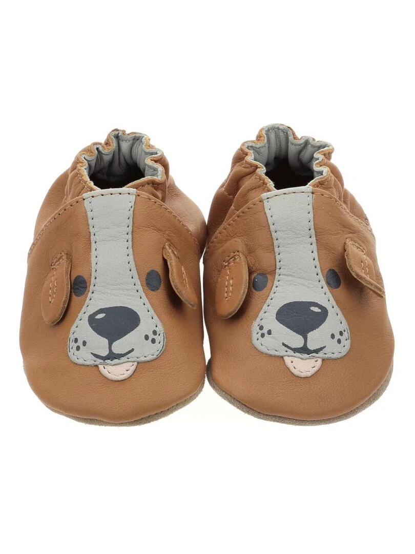 Coffret Chausson Cuir Bebe Robeez Sweety Dog Marron