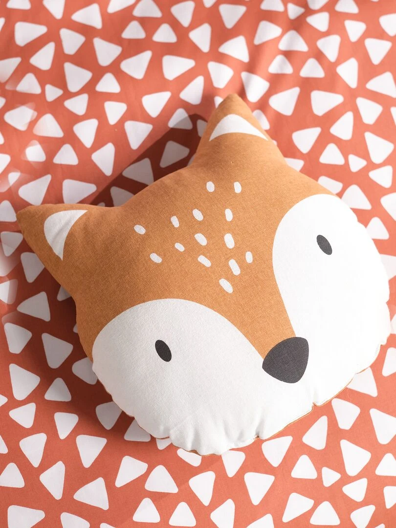 Coussin forme 'renard' Orange/blanc