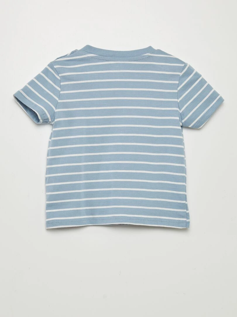 T shirt imprimé à poche Bleu rayé