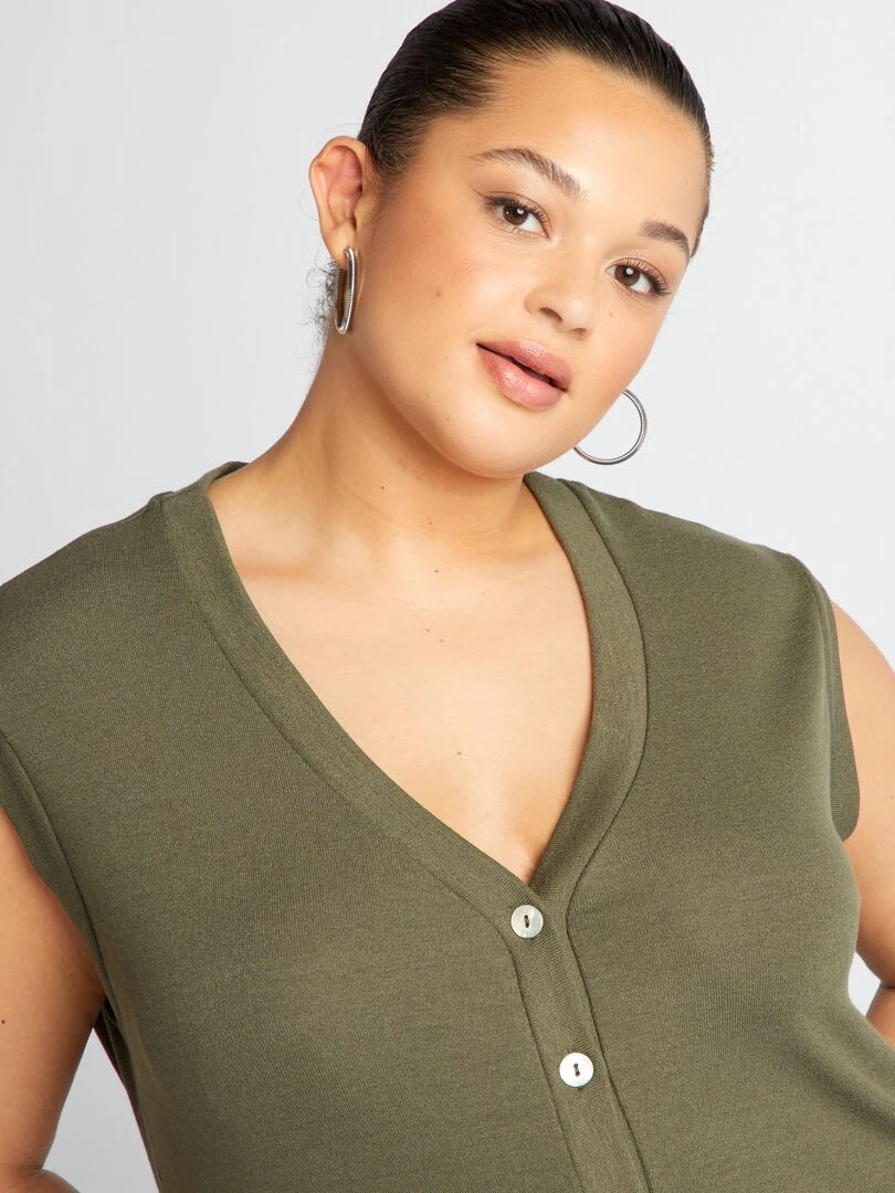 Gilet fine jauge   Kaki