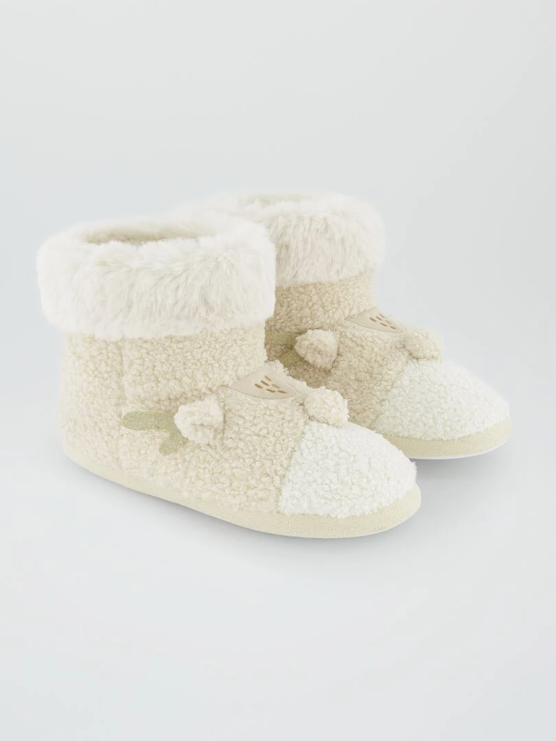 Chaussons boots 'Renne de Noël' Beige