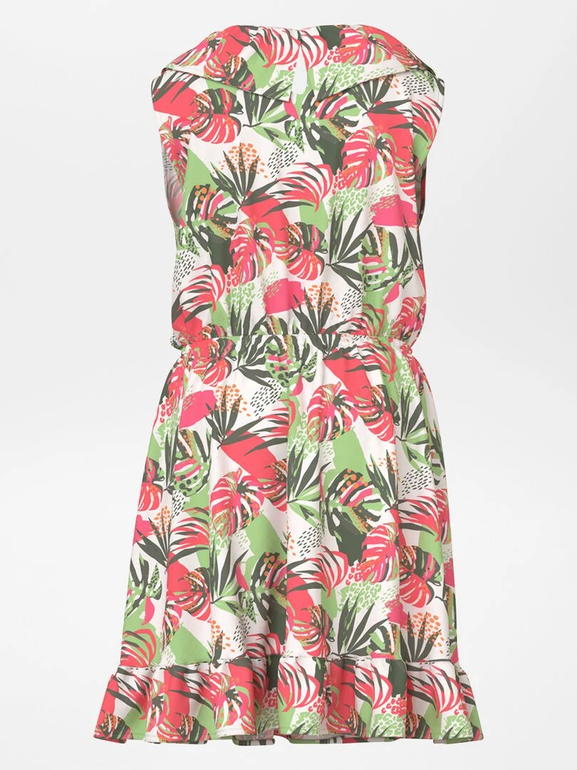 Robe imprimée à volants Blanc