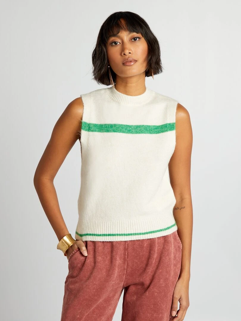 Pull sans manches   Blanc