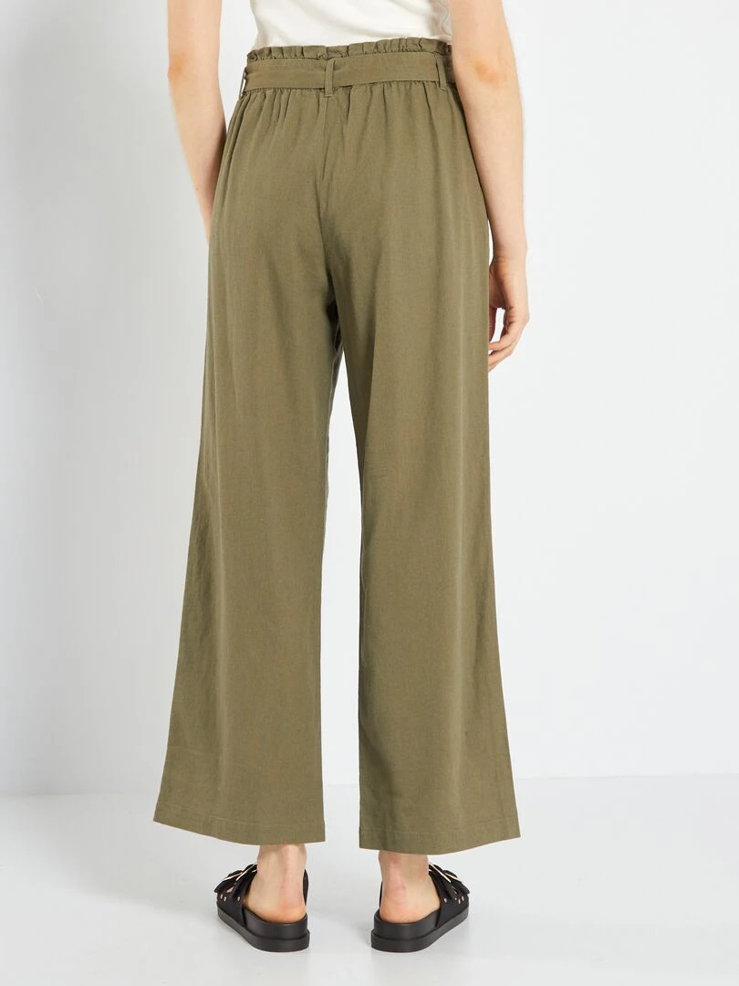Pantalon en lin large 'JDY' KAKI