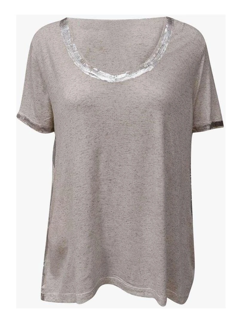 KAPORAL   T shirt chiné col rond   Ecru