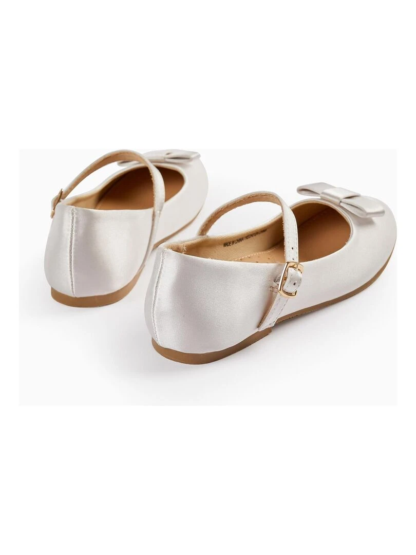 Sabots en satin avec nœud pour fille  CÉRÉMONIE   Blanc