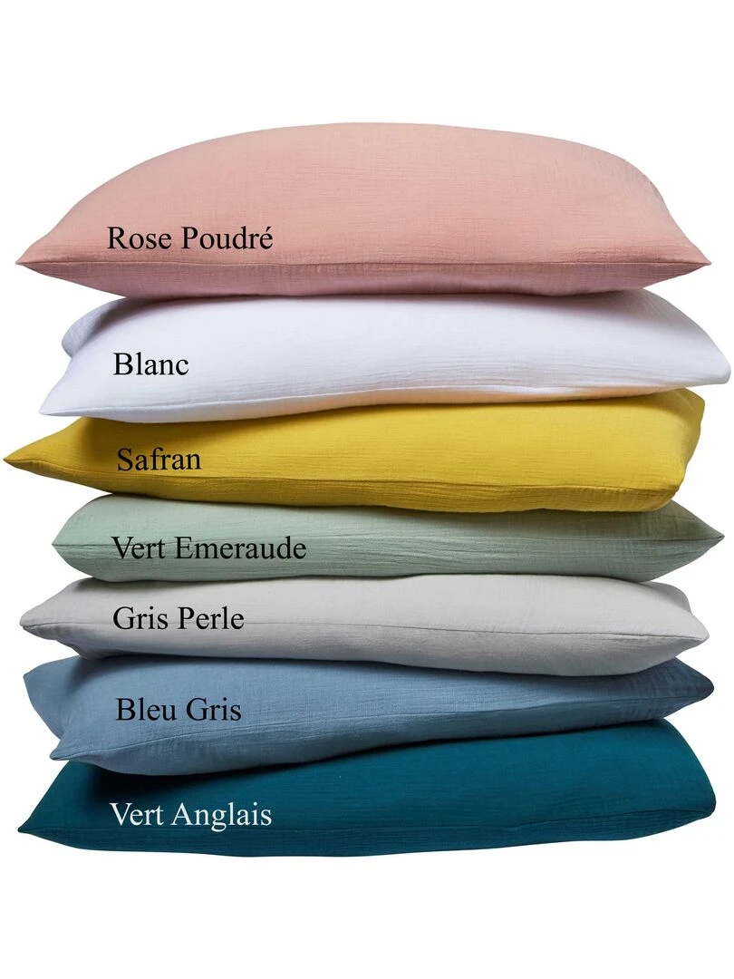 Taie d'oreiller (Lot de 2) double gaze de coton   'Le Lit de Mon Bébé'   Vieux rose