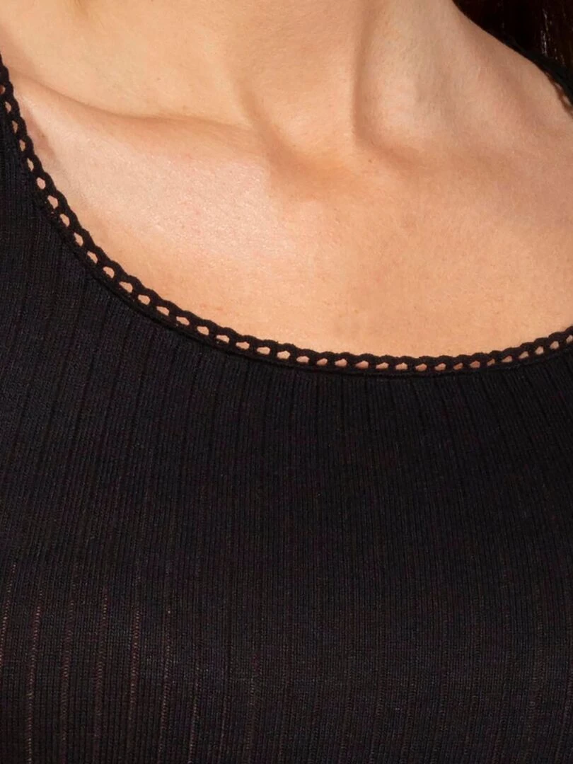 Débardeur Femme maille côtelée Noir Noir