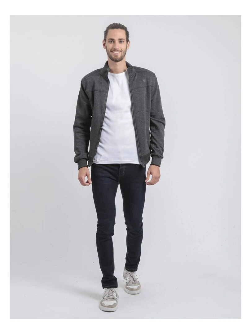 Gilet zippé col montant WILZOKY   gris anthracite
