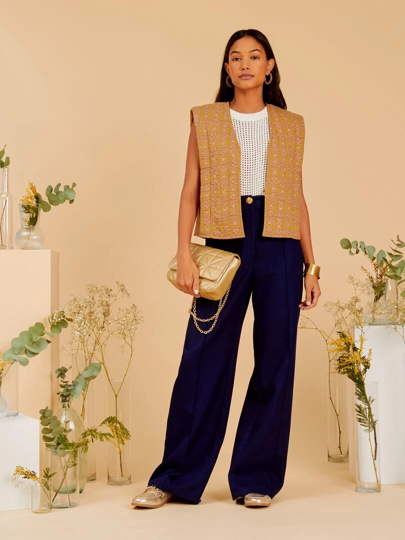 Sac bandoulière effet matelassé   Doré