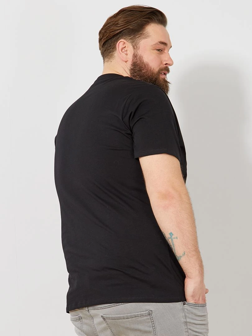 T shirt uni en maille jersey   noir