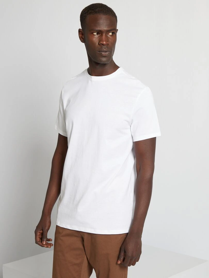 T shirt droit en jersey uni blanc