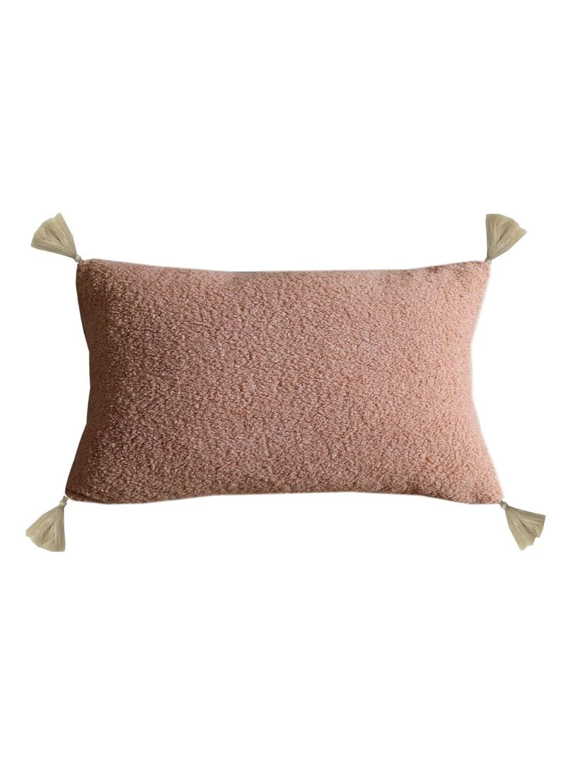 Coussin bouclette 'Deko&co' Rose clair