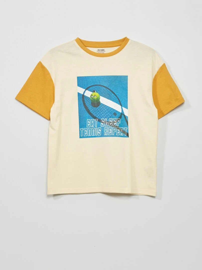 T shirt à manches courtes avec imprimé Ecru/jaune