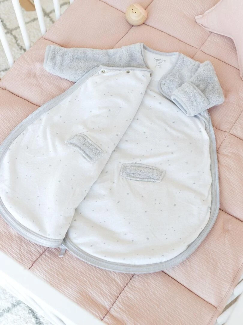 Bemini Gigoteuse  avec moufles Softy et jersey   Gris clair