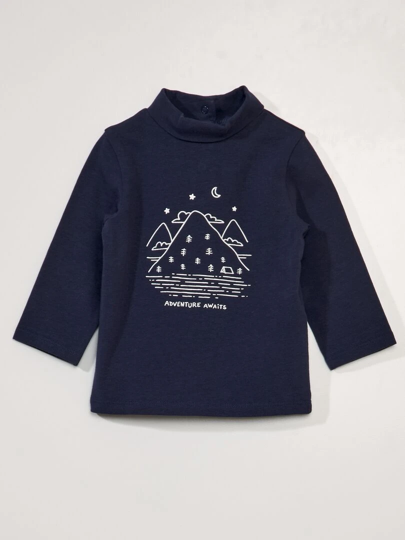 Sous pull en jersey à col montant Bleu marine