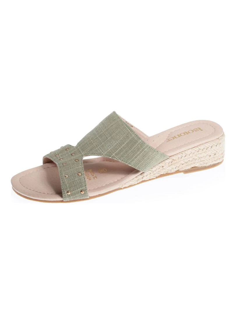 Mules sandales Femme cloutée Kaki Kaki