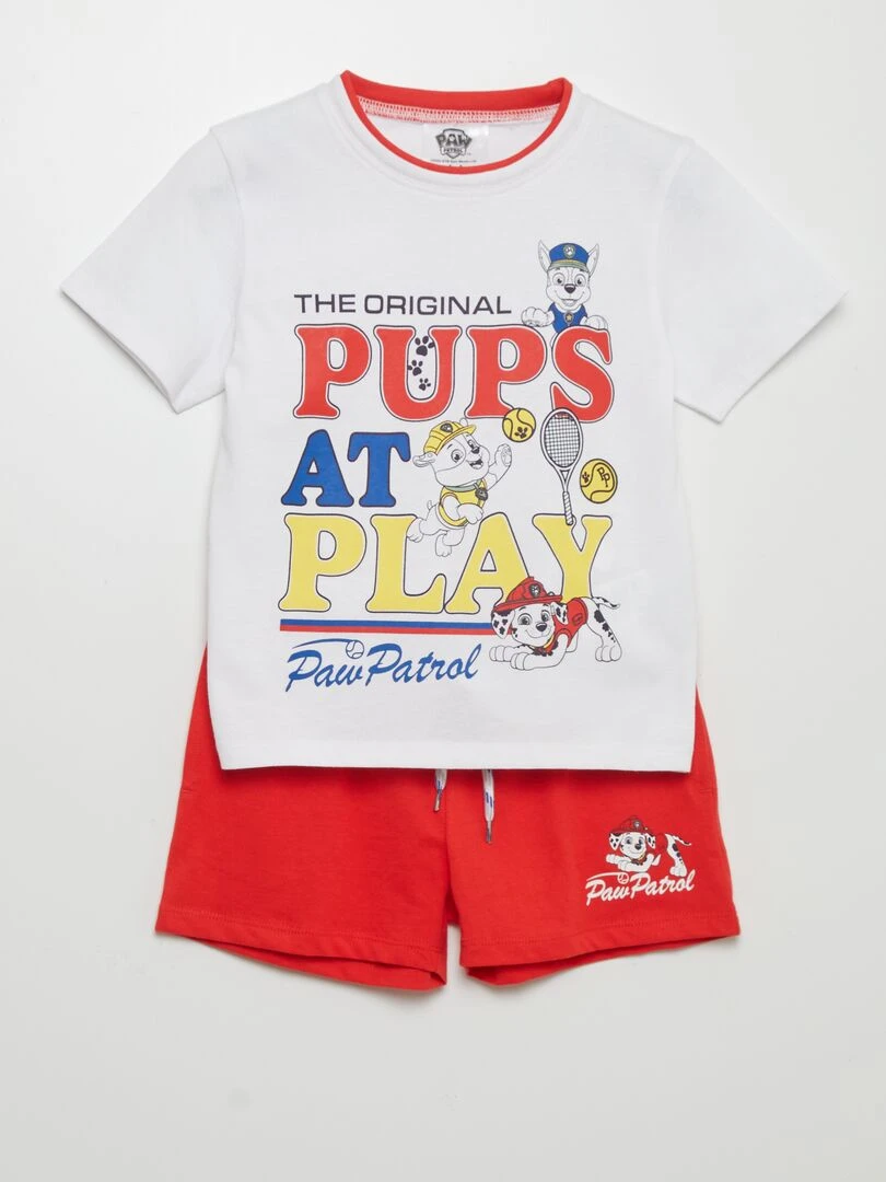Ensemble t shirt + short 'Pat'patrouille' 2 pièces blanc