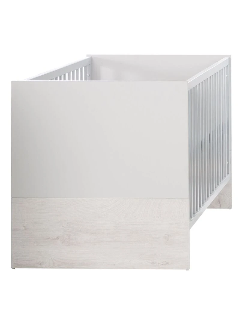 ROBA Lit bébé évolutif "Maren 2"   70x140   Hauteur Réglable   0 à 7 Ans   Gris Clair/Chêne Blanchi   Gris clair