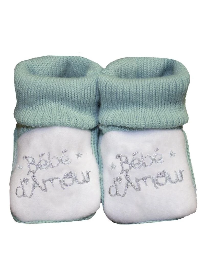 Chaussons "BB D AMOUR" LES CHATOUNETS Vert d'eau