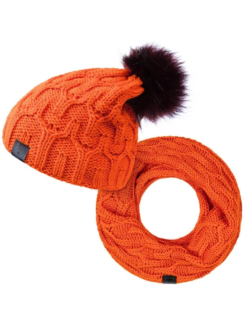Ensemble Snood Bonnet Maribel Made in UE Orange