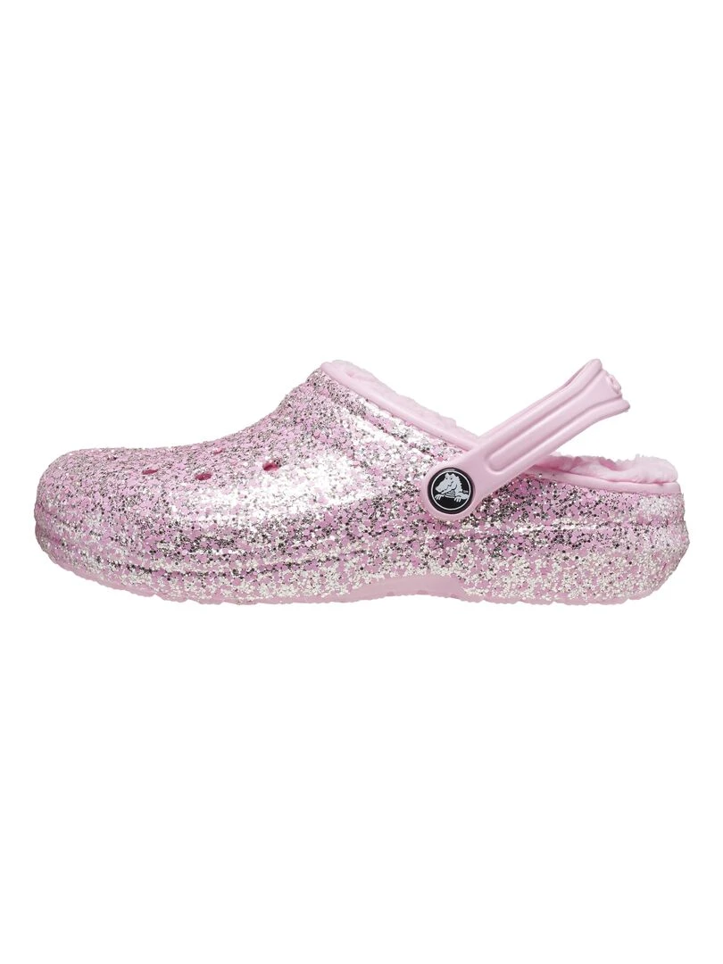 Sabot à Enfiler Crocs Enfant Classic Lined Glitter Flamingo Rose