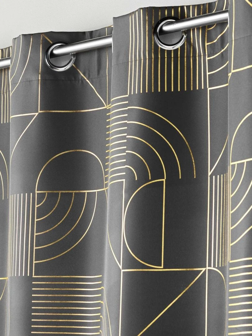 Rideau tamisant à motifs métallisés   gris anthracite