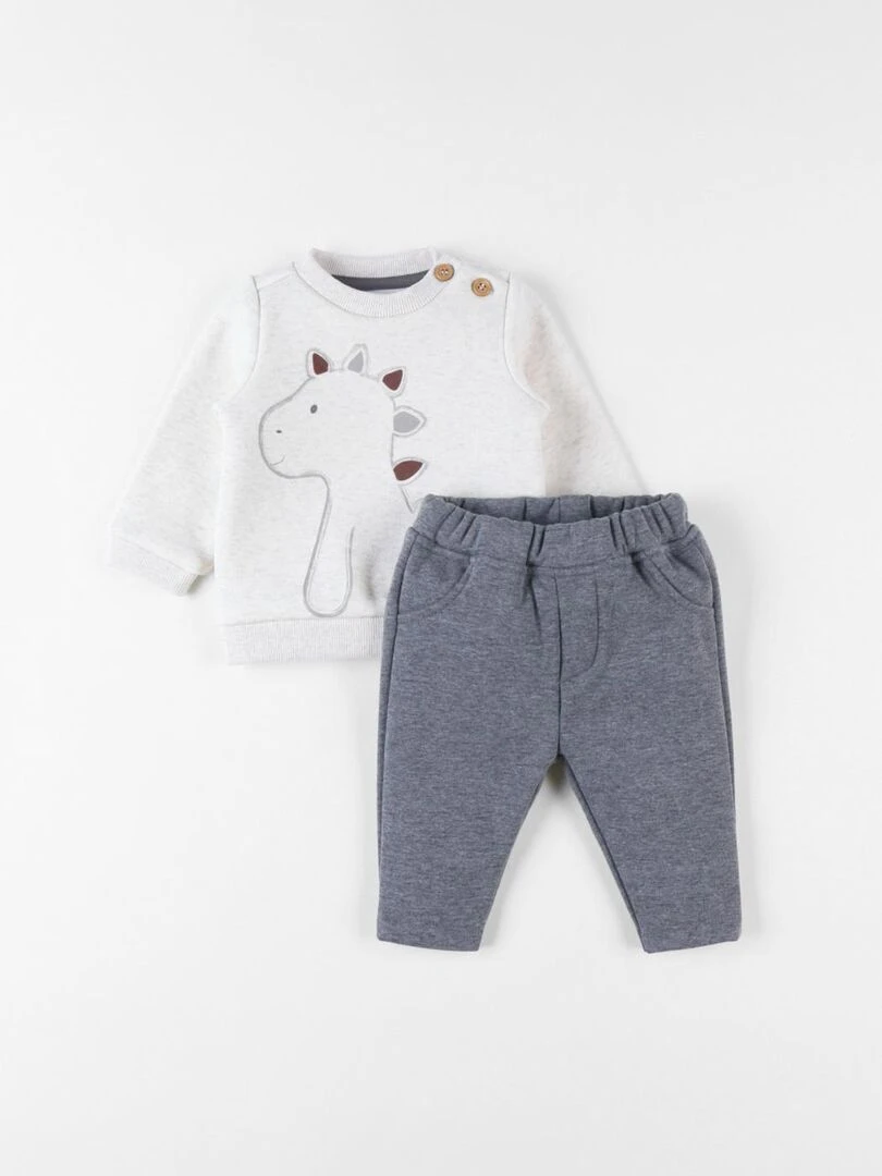 Set sweat + jogging Stegi chiné/anthracite chiné Noukie's Beige
