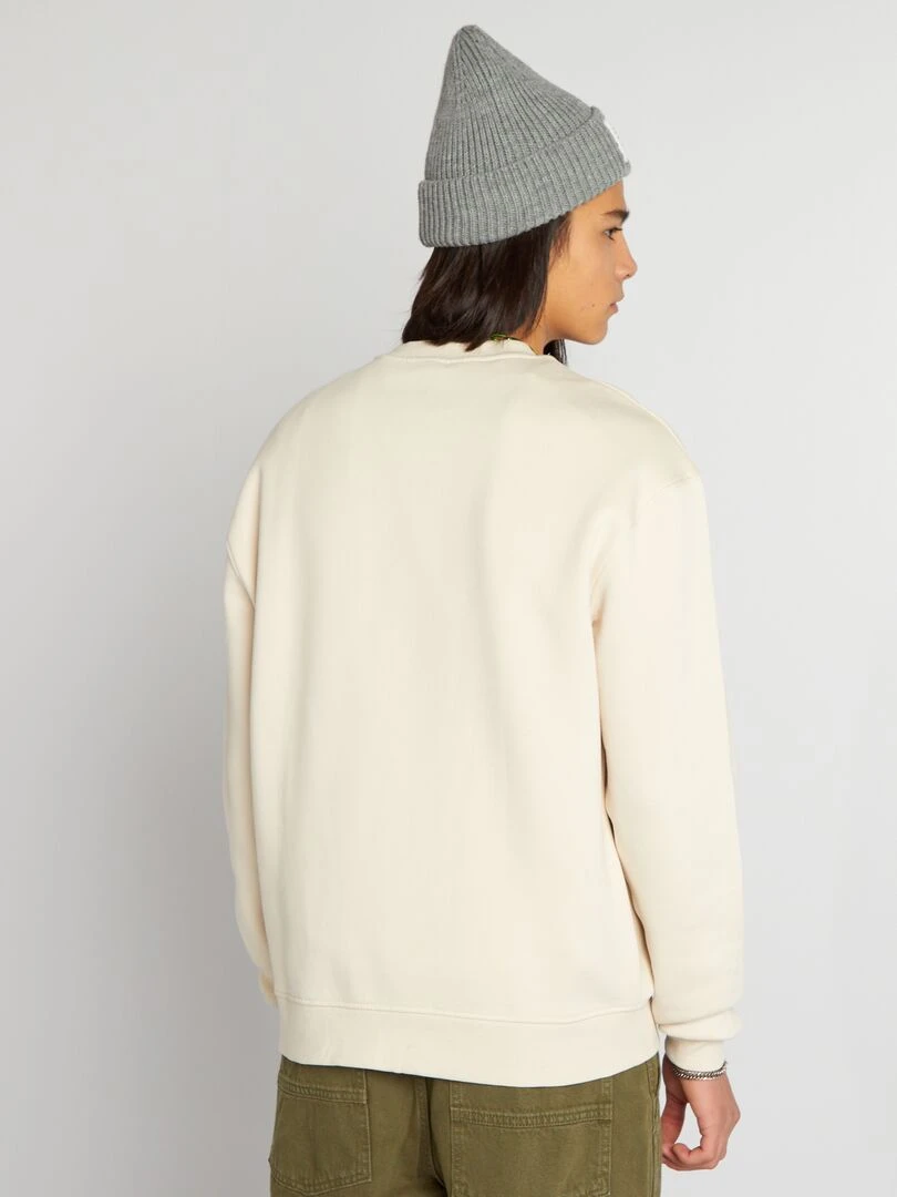 Sweat uni col rond   beige