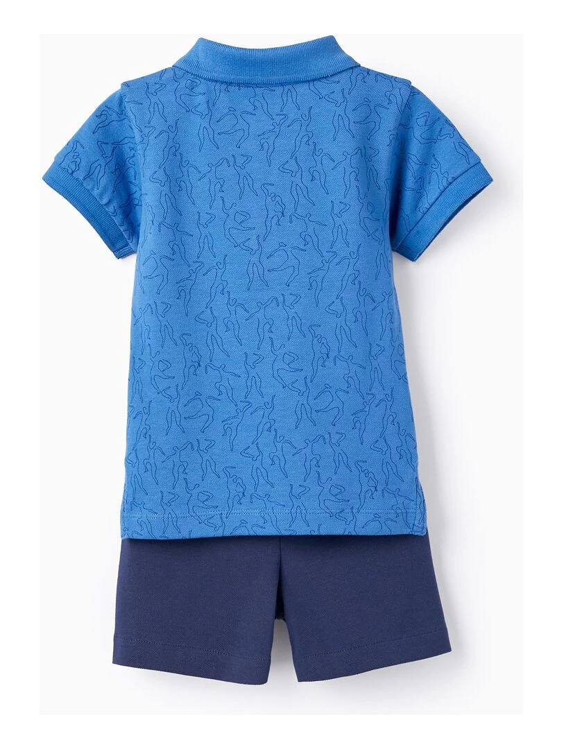 T shirt Polo + Short en Coton pour Bébé Garçon Bleu
