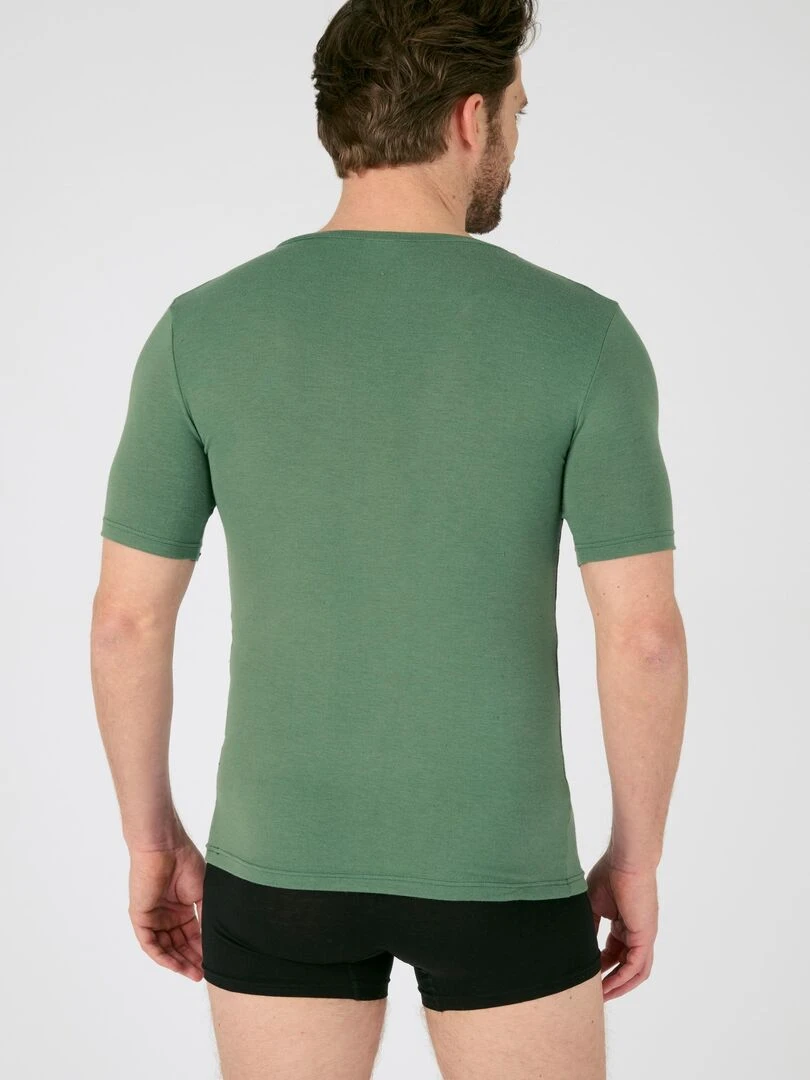 T shirt manches courtes col V Thermolactyl Sensitive   Damart   Vert