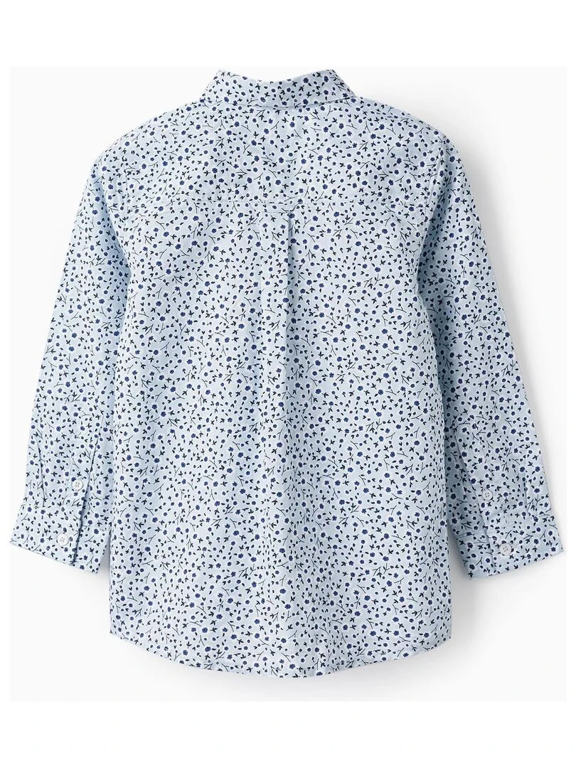 Chemise à motif floral pour garçon manches longues CÉRÉMONIE Bleu clair