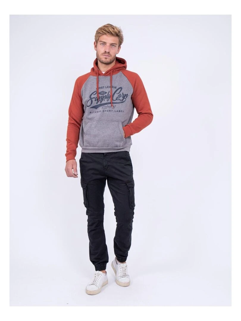 Sweat capuche WANDERLUST   Rouge brique