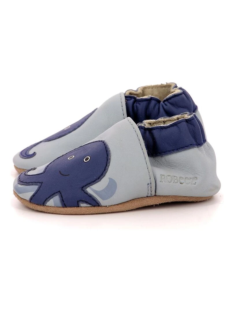 Chaussons Cuir Weird Octopus   Bleu