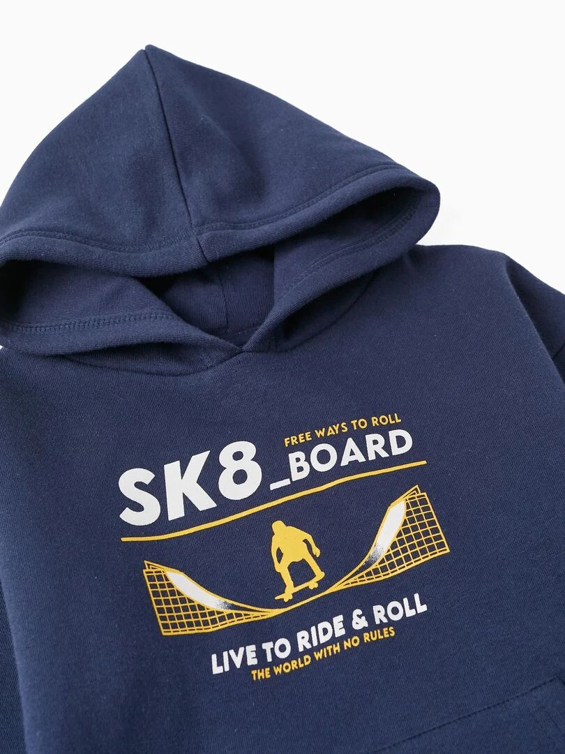 Sweat à capuche en molleton pour garçon 'Skateboard'  Skater's’ Dictionary   Bleu foncé