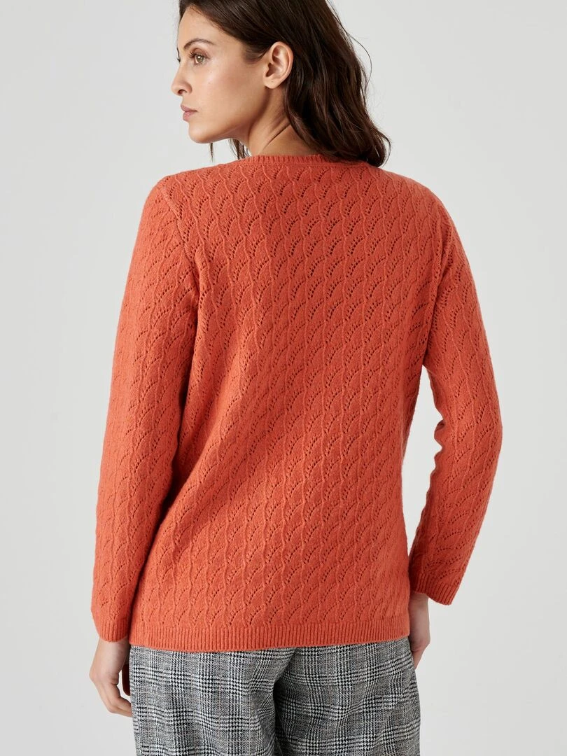 Pull maille ajourée   Damart   Orange